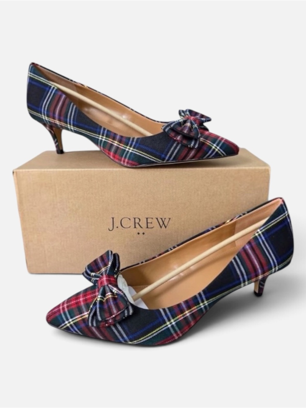 J. Crew Factory Tartan Plaid Esme Kitten Heels